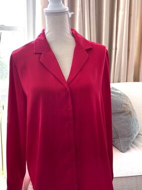 Jones New York Vibrant Red Satin Blouse